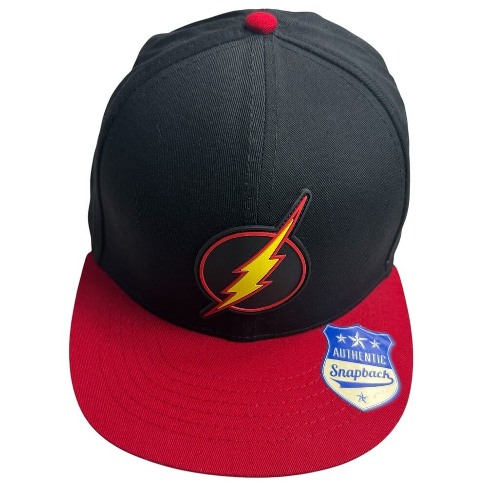DC Comics Originals Men's The Flash Hat OS Black Red Snapback Cap Casual Cotton - Picture 1 of 5